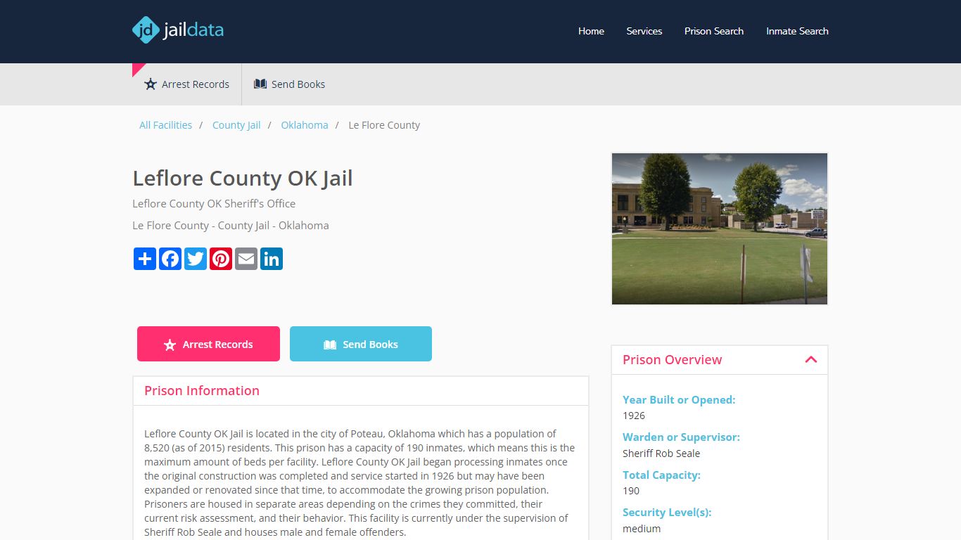 Leflore County OK Jail Inmate Search and Prisoner Info - Poteau, OK